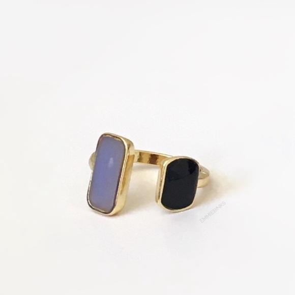 đź’Ą3for$28 New 2 Tone Art Deco Open Cuff Statement Ring Vertical Adjustable - Picture 2 of 8